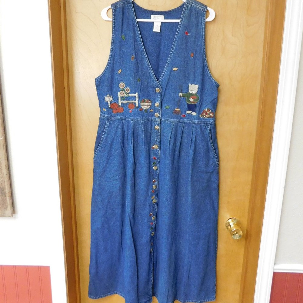 Christopher & Banks Denim Bear Autumn Dress